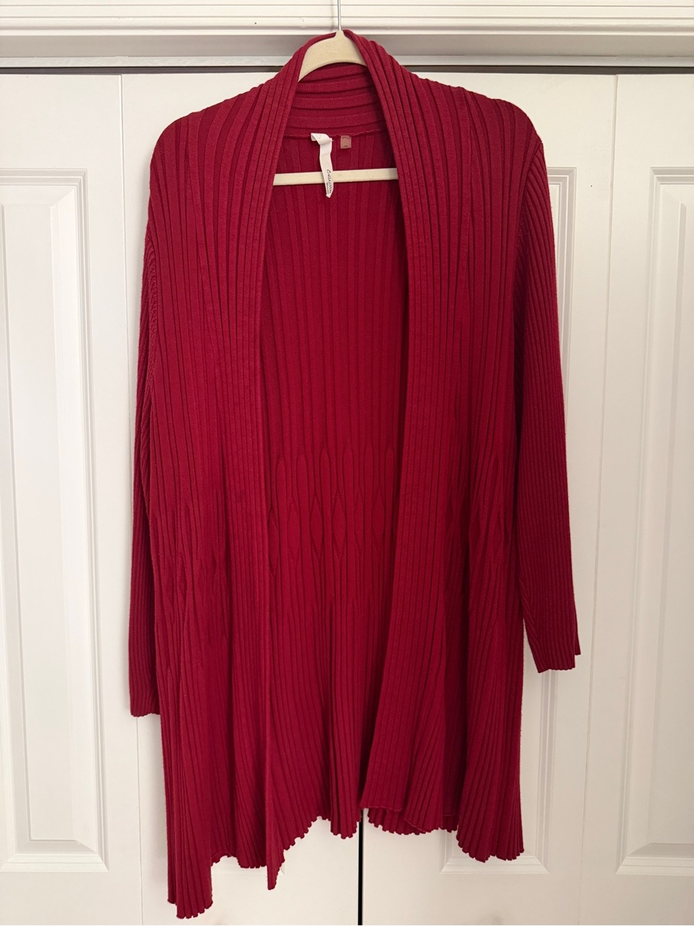 NY Collection Woman Red Long Open Front Cardigan Sweater 2X